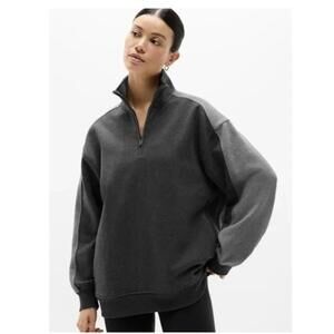 Athleta Forever Fleece Two-Tone Quarter Zip Pullover Size M